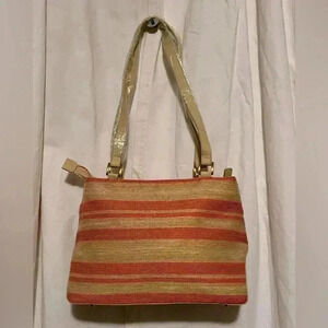 Etienne Aigner Striped Purse. Y2K Still Plastic Wrapped Handles, Never Used NWOT